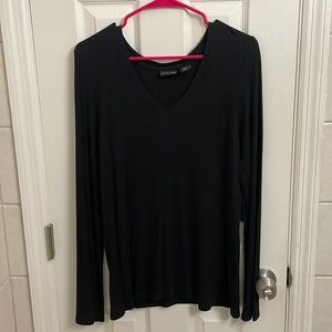 Rachel Zoe Super Soft Ribbed Long Sleeve Black Top XL